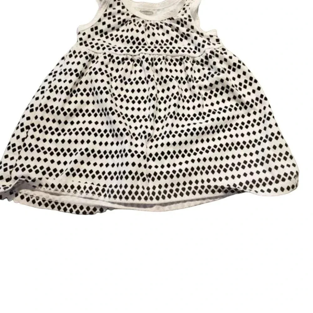 3/6m Black Pattern Dress, Baby Girls Dress with Diaper Cover